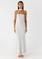 Under The Pagoda Maxi Dress - White Polkadot