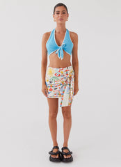 Isle Of Water Linen Tie Top - Azure