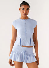 Landon Button Up Top - Blue