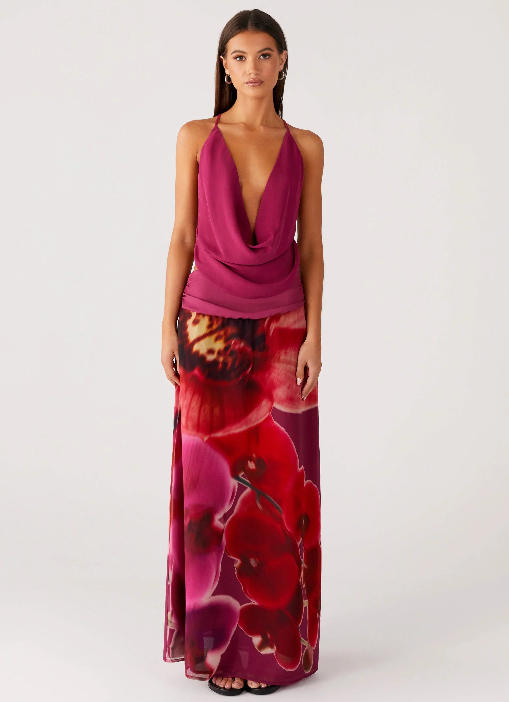 Sweet Charm Cowl Neck Top - Violette