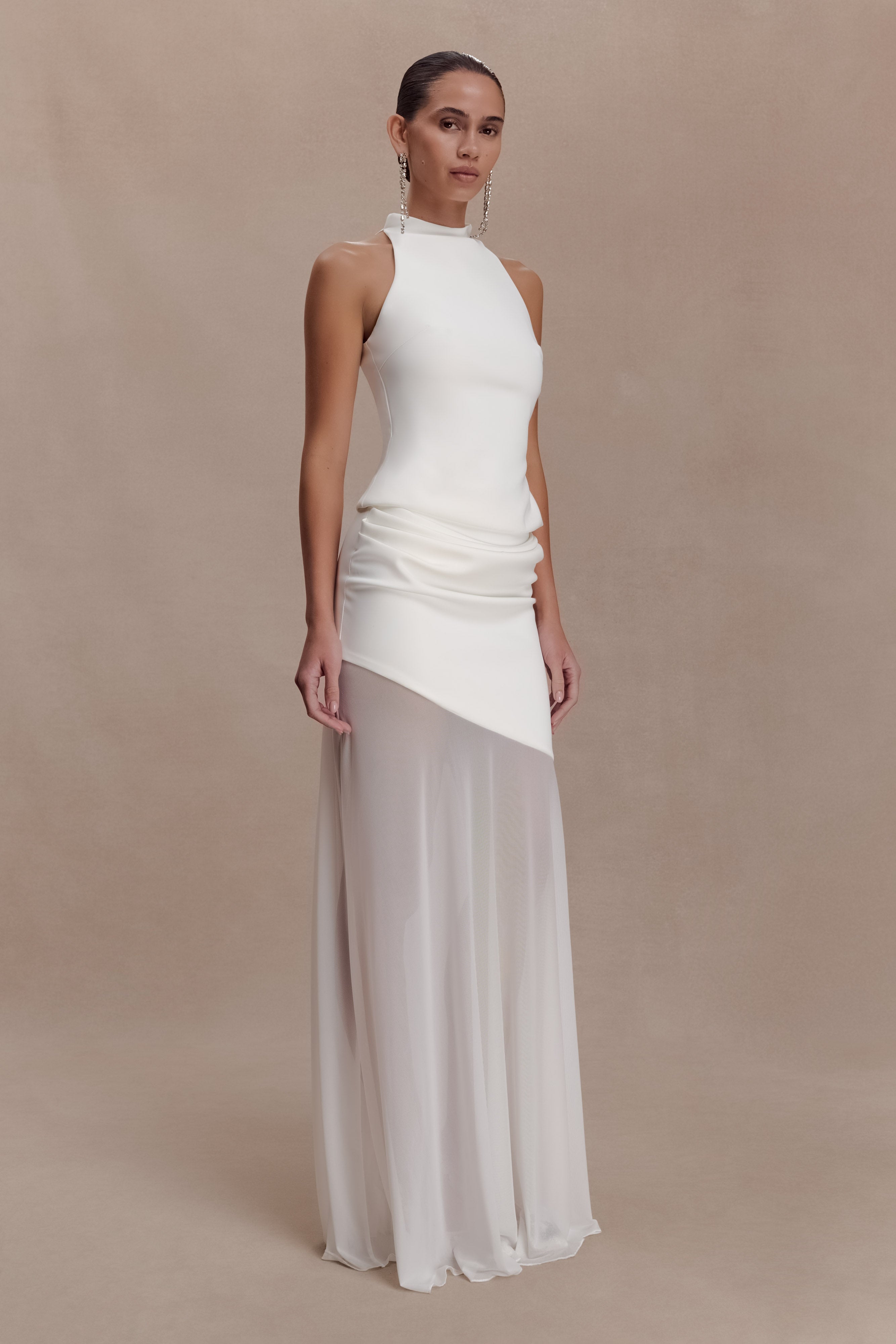 Portia Scuba Sleeveless Top - White