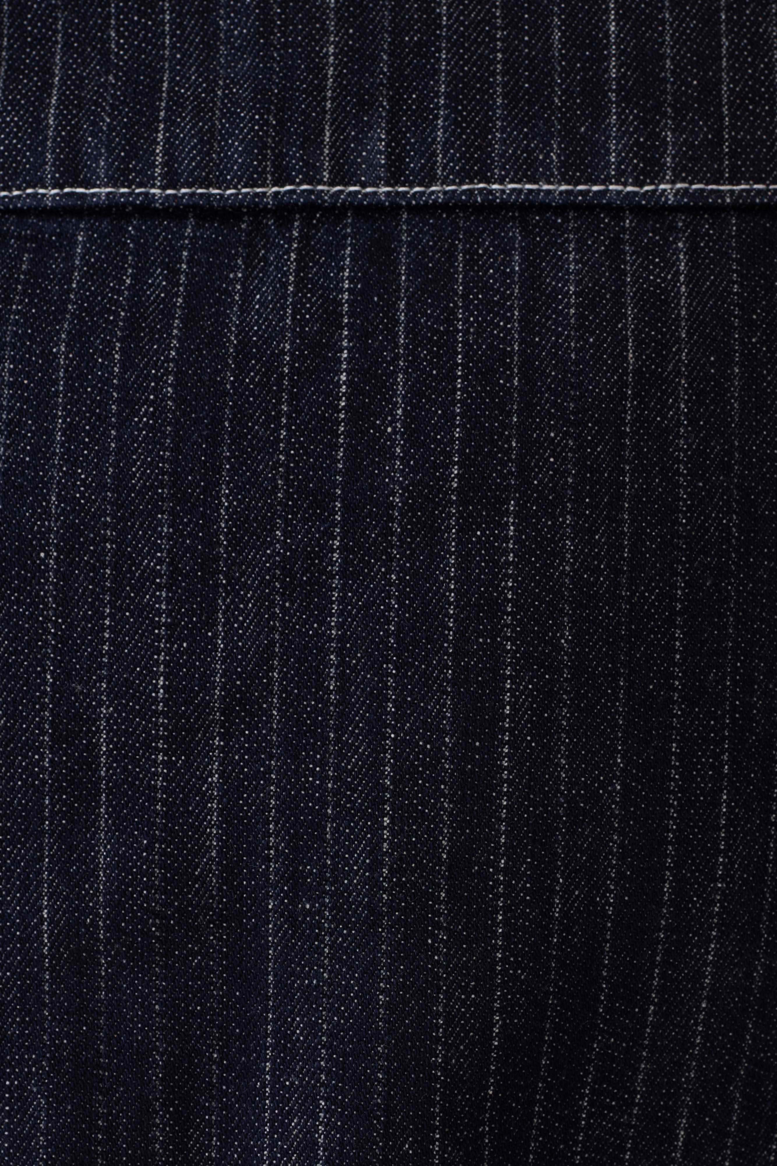 Loraine Mid Rise Denim Mini Skirt - Indigo Pinstripe