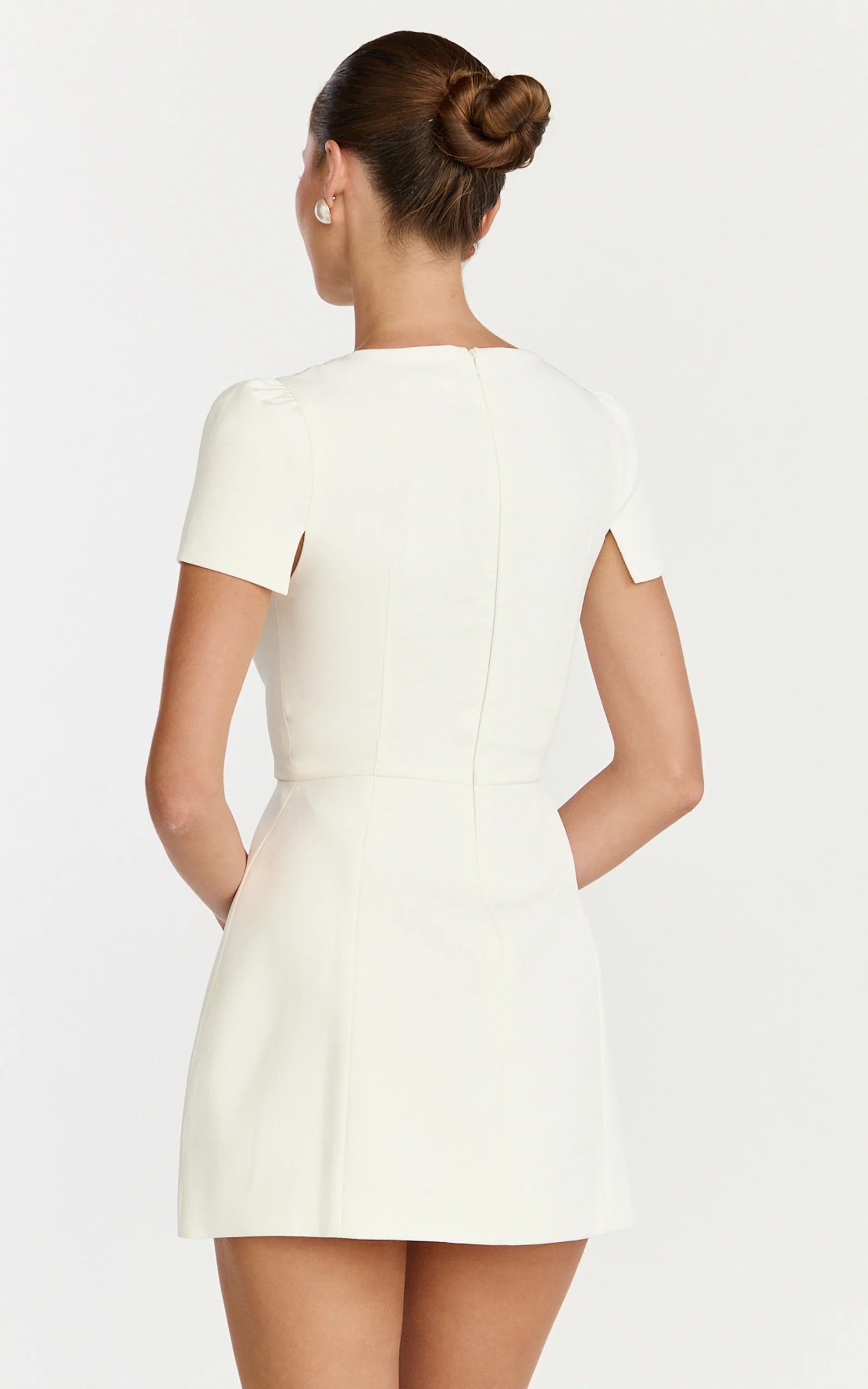 Zinnia Mini Dress - Square Neck Tulip Dress in White
