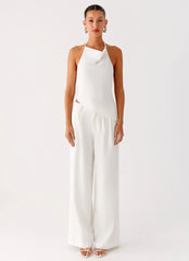 Delong Backless Linen Top - White