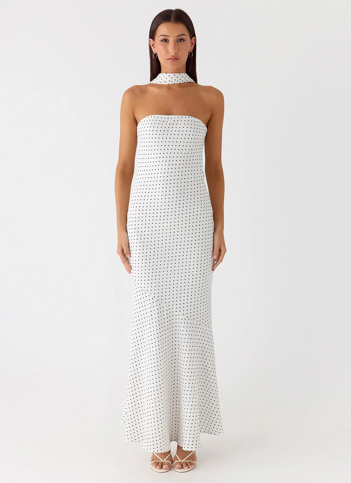 Under The Pagoda Maxi Dress - White Polkadot