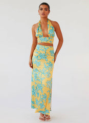 Amalia Wrap Crop Top - Golden Bloom