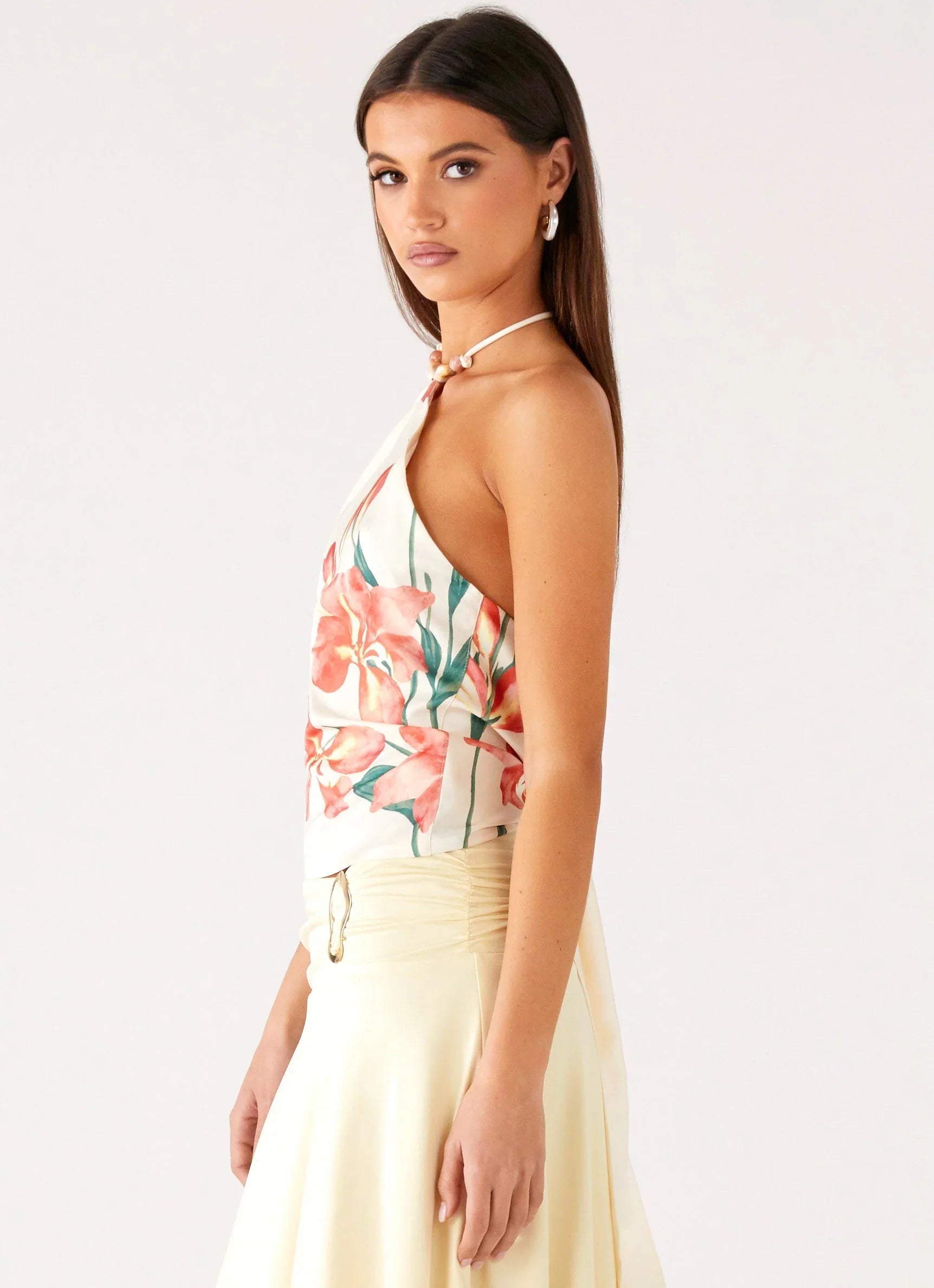 Loreta Beaded Tie Back Top - Siena Floral